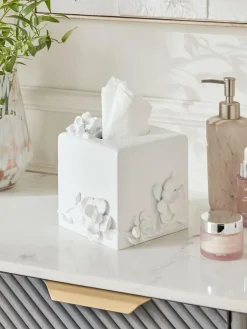 New Next White White Flower Tissue Box