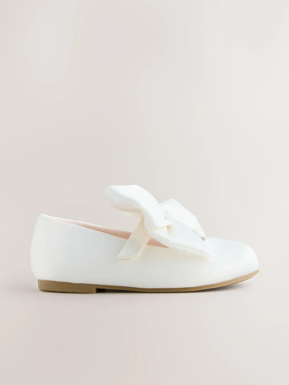 Next White Wide Fit (G) Bow Satin Flower Occasion Mary Jane Shoes^ Shoes|Occasionwear