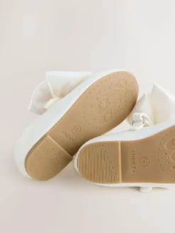 Next White Wide Fit (G) Bow Satin Flower Occasion Mary Jane Shoes^ Shoes|Occasionwear