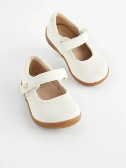Outlet Next Wide Fit (G) First Walker Mary Jane Shoes White