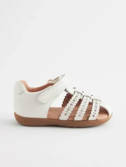 Best Next Wide Fit (G) First Walker Fisherman Shoes White