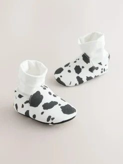 Discount Next White/Black Cow Print Baby Sock Top Boot Shoes (0-18mths)