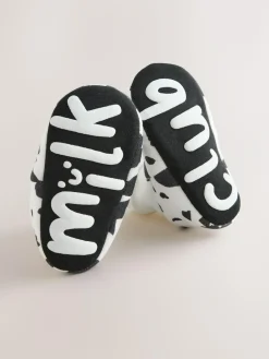Discount Next White/Black Cow Print Baby Sock Top Boot Shoes (0-18mths)