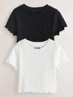 Hot Next White/Black Textured Tops 2 Pack (3-16yrs)