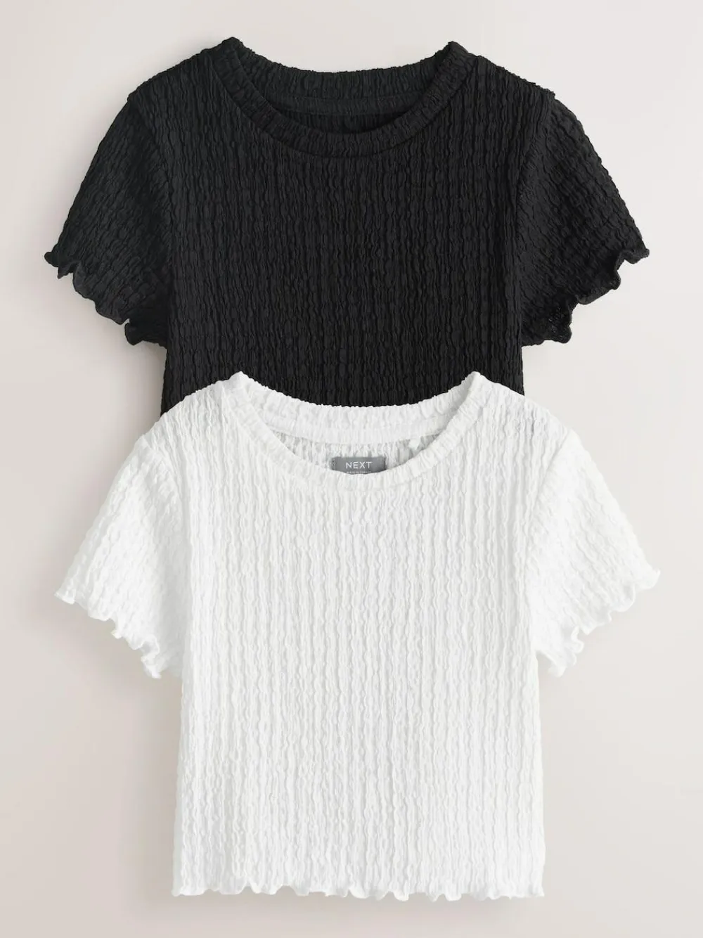 Hot Next White/Black Textured Tops 2 Pack (3-16yrs)