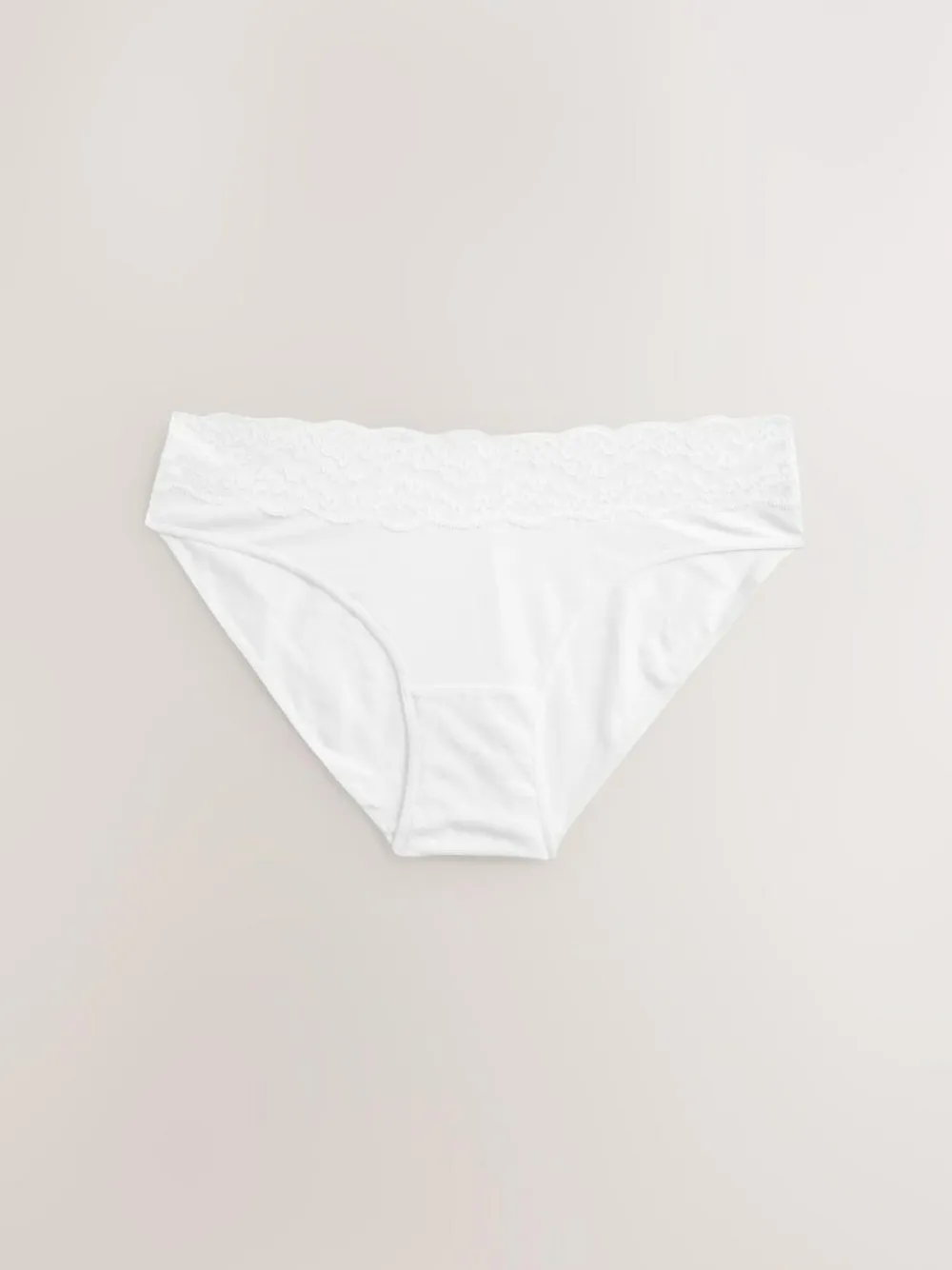 Next White/Black/Grey High Leg Cotton Lace Knickers 4 Pack^Women Panties