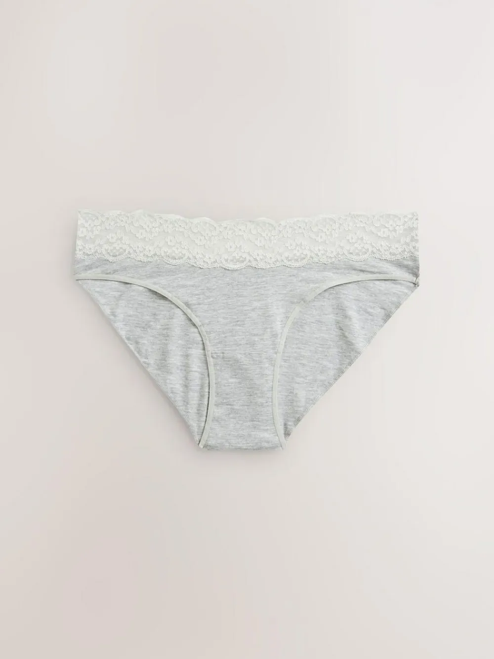 Next White/Black/Grey High Leg Cotton Lace Knickers 4 Pack^Women Panties