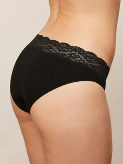 Next White/Black/Grey High Leg Cotton Lace Knickers 4 Pack^Women Panties