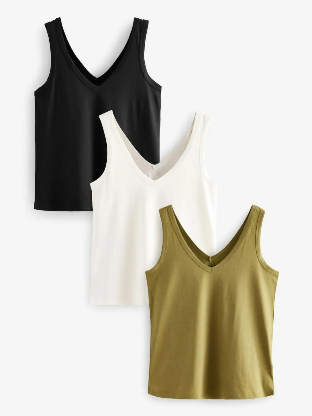 Hot Next Modal Slouch Vests 3 Pack White/Black/Grey Marl