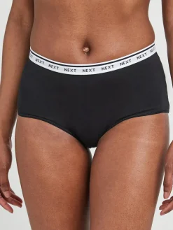 Online Next White/Black/Grey Midi Cotton Logo Knickers 4 Pack
