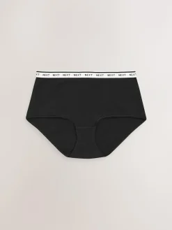 Online Next White/Black/Grey Midi Cotton Logo Knickers 4 Pack