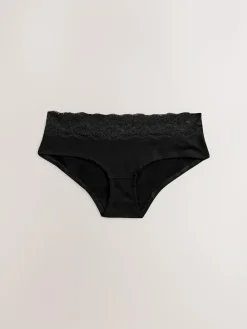 Hot Next White/Black/Grey Short Cotton Lace Knickers 4 Pack