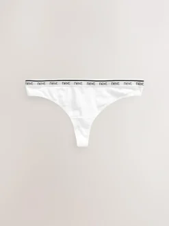 Best Next Thong Cotton Logo Knickers 4 Pack White/Black/Grey