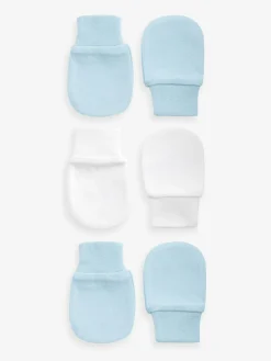 Next White/Blue Baby Scratch Mitts 3 Pack^ Hats & Scratch Mitts|Newborn Accessories