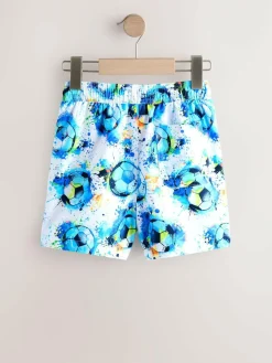 Clearance Next White/Blue Football Printed Swim Shorts (3-16yrs)
