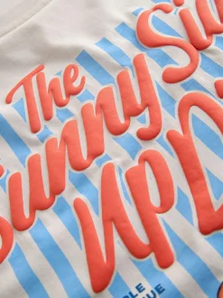 Hot Next Graphic Short Sleeve Jersey Pyjamas Set White/Blue