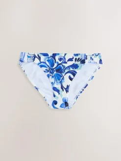 Clearance Next White/Blue Porcelain High Leg Bikini Bottoms