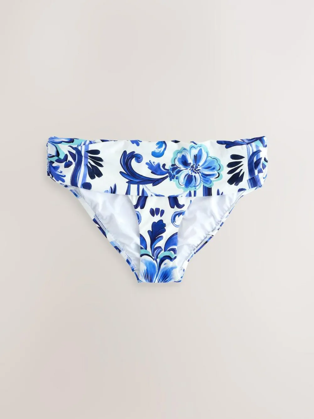 Next White/Blue Porcelain Roll Top Bikini Bottoms^Women Swimwear