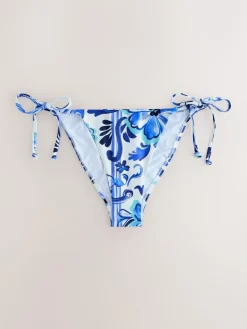 Online Next Tie Side Bikini Bottoms White/Blue Porcelain