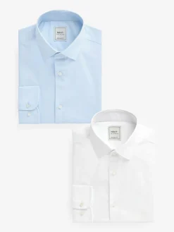 Next Regular Fit Easy Care Long Sleeve Single Cuff Smart Shirts 2 Pack^ Shirts