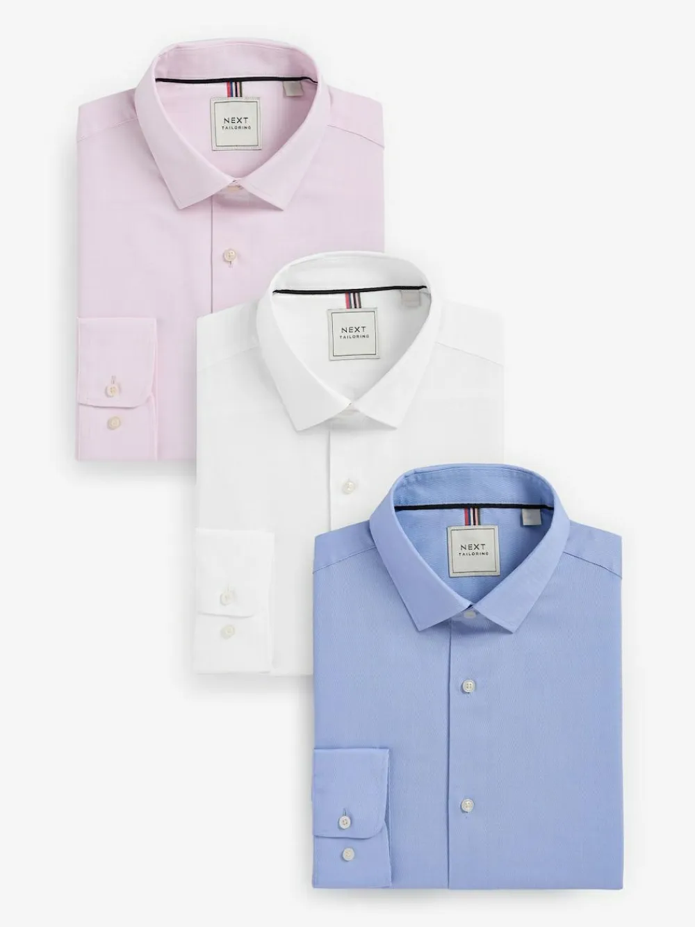 Next Slim Fit Easy Care Textured Single Cuff Smart Shirts 3 Pack^ Shirts