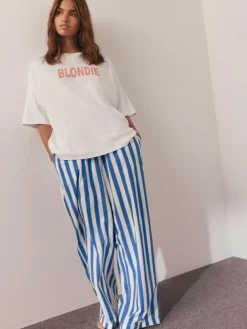 Next White/Blue Stripe Blondie Short Sleeve Pyjamas^Women Pyjamas