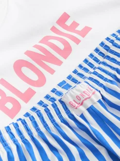 Next White/Blue Stripe Blondie Short Sleeve Pyjamas^Women Pyjamas