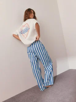Next White/Blue Stripe Blondie Short Sleeve Pyjamas^Women Pyjamas