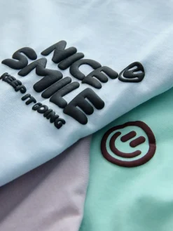 Next Small Short Sleeve Graphic T-Shirts 5 Pack (3mths-7yrs) White/Blue/Green/Black/Purple