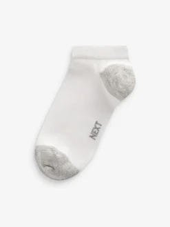 Next White/Blue/Grey Heel And Toe Cotton Rich Trainer Socks 7 Pack