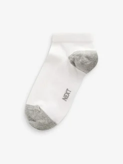 Next White/Blue/Grey Heel And Toe Cotton Rich Trainer Socks 7 Pack