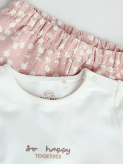 Next White/Brown Baby Long Sleeve Top and Trousers Set 2 Piece (0mths-2yrs)^ Tops|Cosy Club