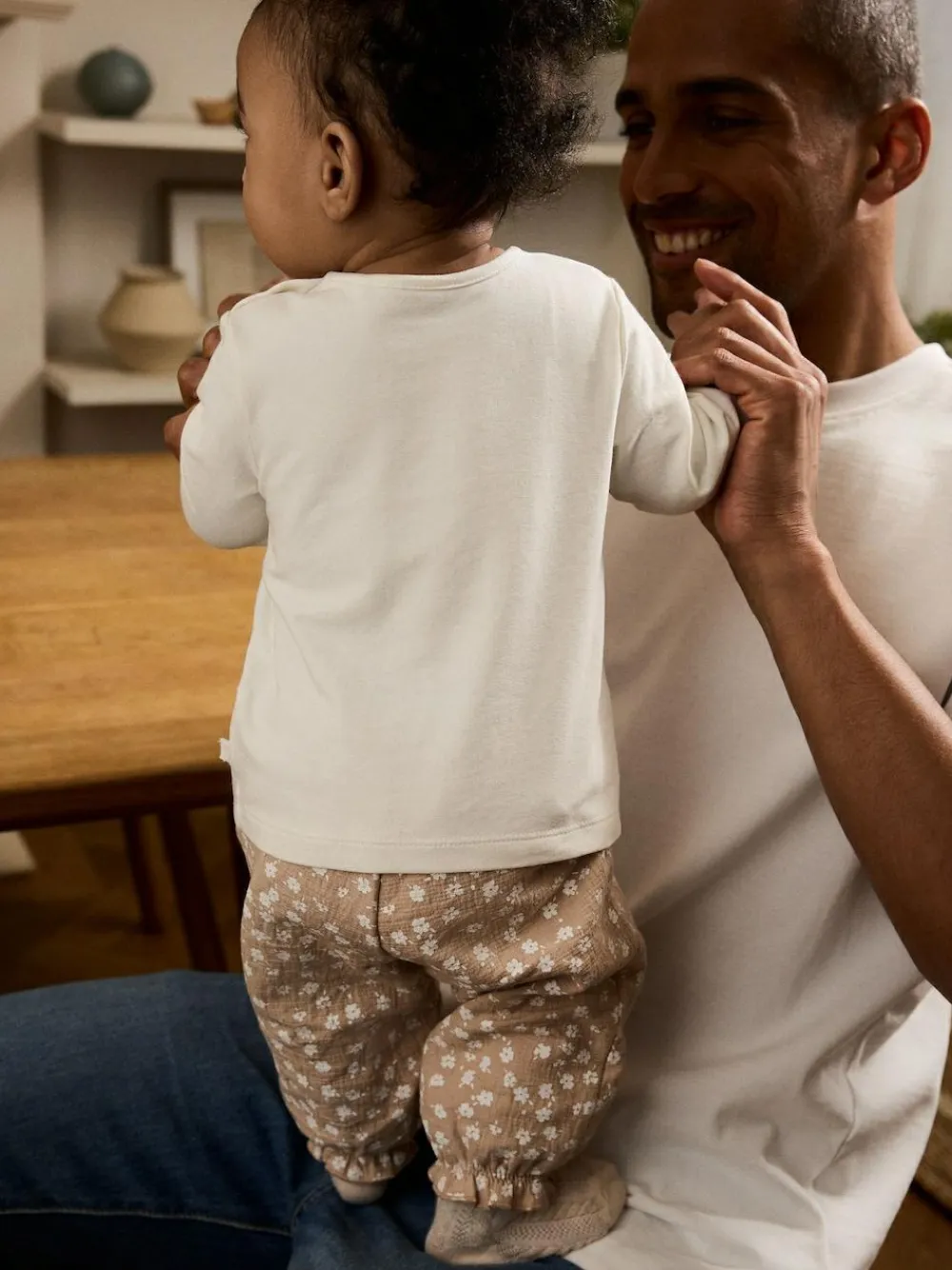 Next White/Brown Baby Long Sleeve Top and Trousers Set 2 Piece (0mths-2yrs)^ Tops|Cosy Club