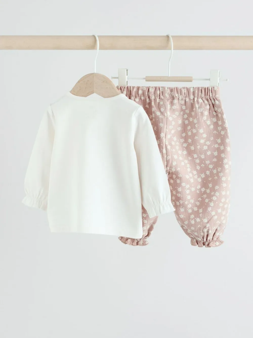 Next White/Brown Baby Long Sleeve Top and Trousers Set 2 Piece (0mths-2yrs)^ Tops|Cosy Club