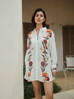 Next White/Green Beach Cover-Up Shirt