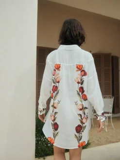 Next White/Green Beach Cover-Up Shirt