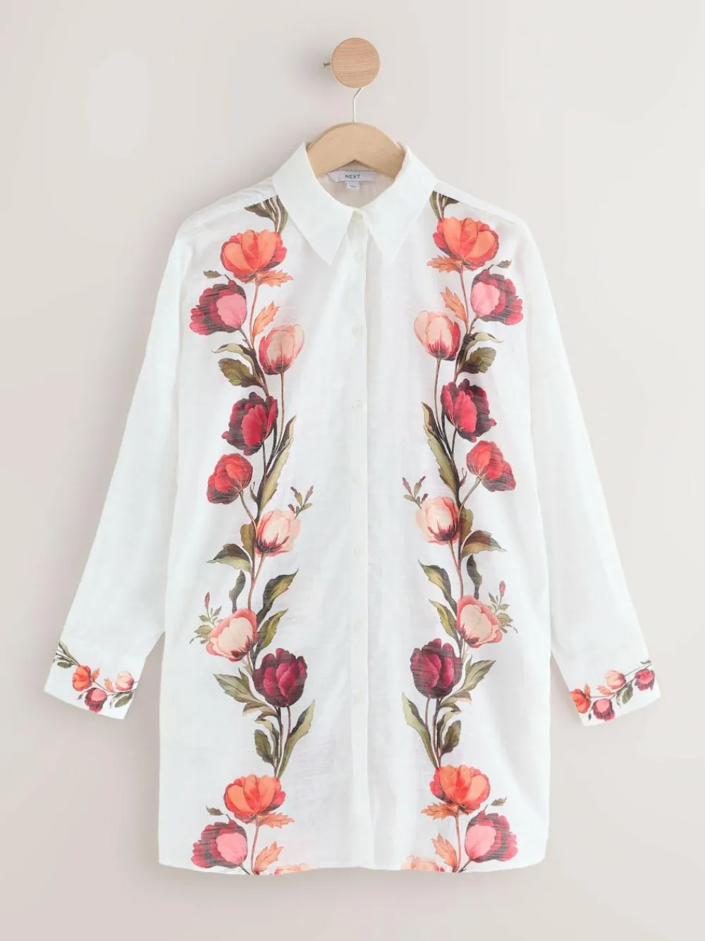 Next White/Green Beach Cover-Up Shirt