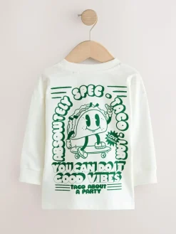 Next White/Green Taco Long Sleeve Back Print T-Shirt (3mths-8yrs)^BOY T-Shirts