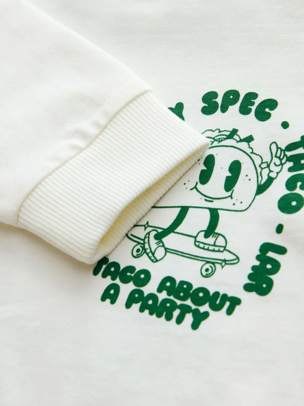 Next White/Green Taco Long Sleeve Back Print T-Shirt (3mths-8yrs)^BOY T-Shirts