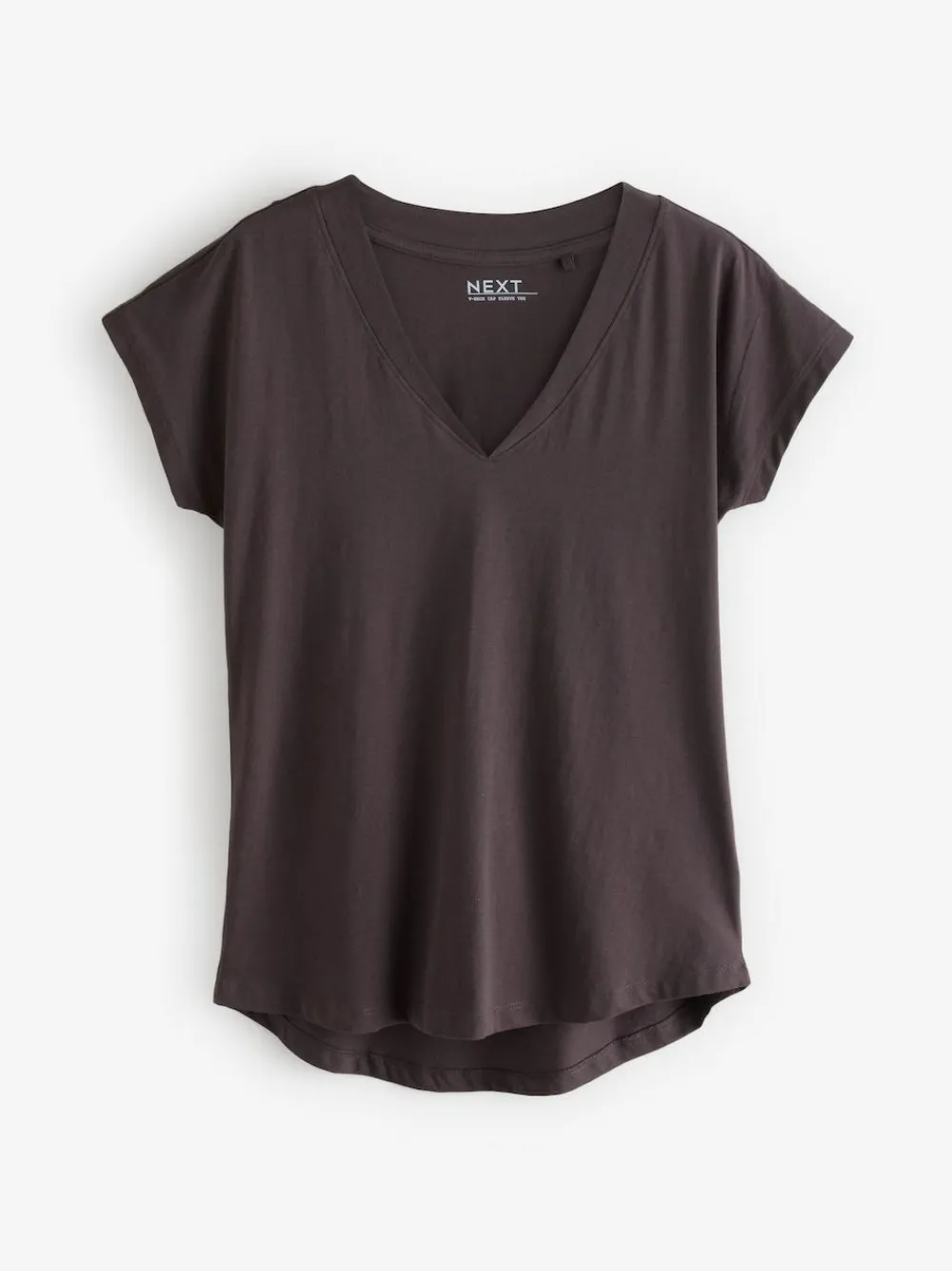 Next White/Grey/Khaki/Rust/Brown V-Neck Cap Sleeve 100% Cotton T-Shirts 5 Pack^Women Nightwear|Tops & T-Shirts