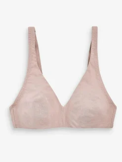 Outlet Next Non Pad Non Wire Cotton Blend Ultimate Comfort Bras 3 Pack White/Navy Blue/Pink