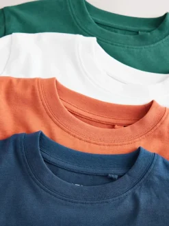 Next White/Navy/Green/Orange Regular Fit Short Sleeves T-Shirts 4 Pack (3-16yrs)