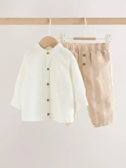 Online Next Shirt and Trousers Baby Set (0mths-3yrs) White/Orange Stripe
