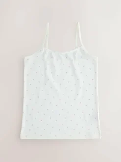 Clearance Next White/Pink Ditsy Printed Strappy Cami Vests 3 Pack (1.5-16yrs)