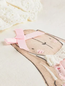 Next White/Pink/Bunny/Floral Baby Long Sleeve Top and Leggings Set (0mths-2yrs)