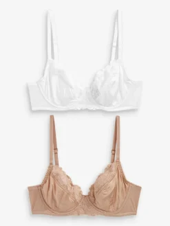 Sale Next 2 Pack Non Pad Full Cup Bras White/Praline Nude