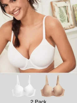 Discount Next DD+ Light Pad Full Cup Smoothing T-Shirt Bras 2 Pack White/Praline Nude