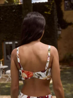 Hot Next White/Red Floral Wired Bandeau Bikini Top