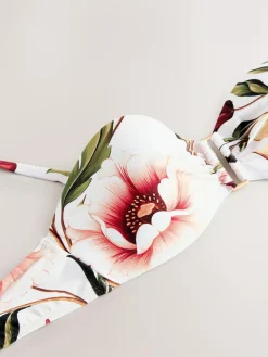 Hot Next White/Red Floral Wired Bandeau Bikini Top