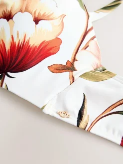 Hot Next White/Red Floral Wired Bandeau Bikini Top